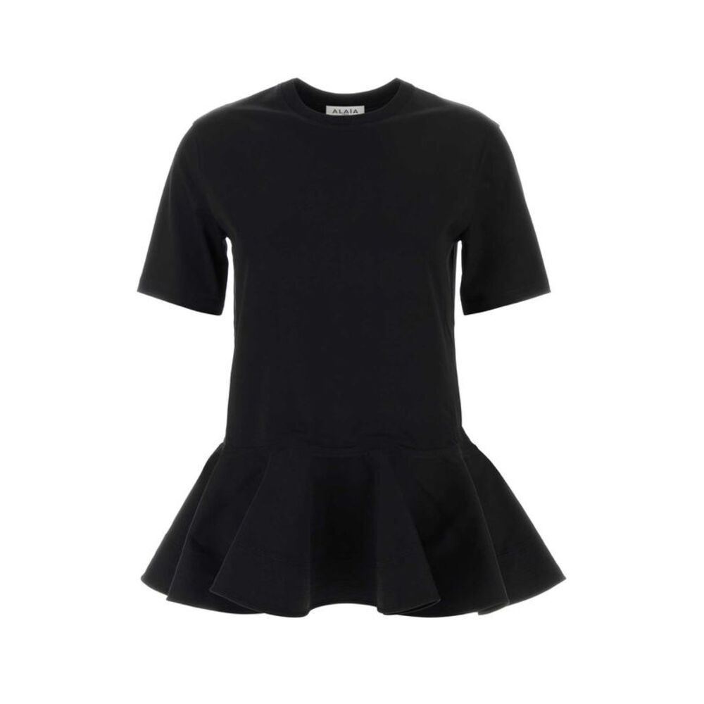 Alaia Women Black Cotton T-Shirt